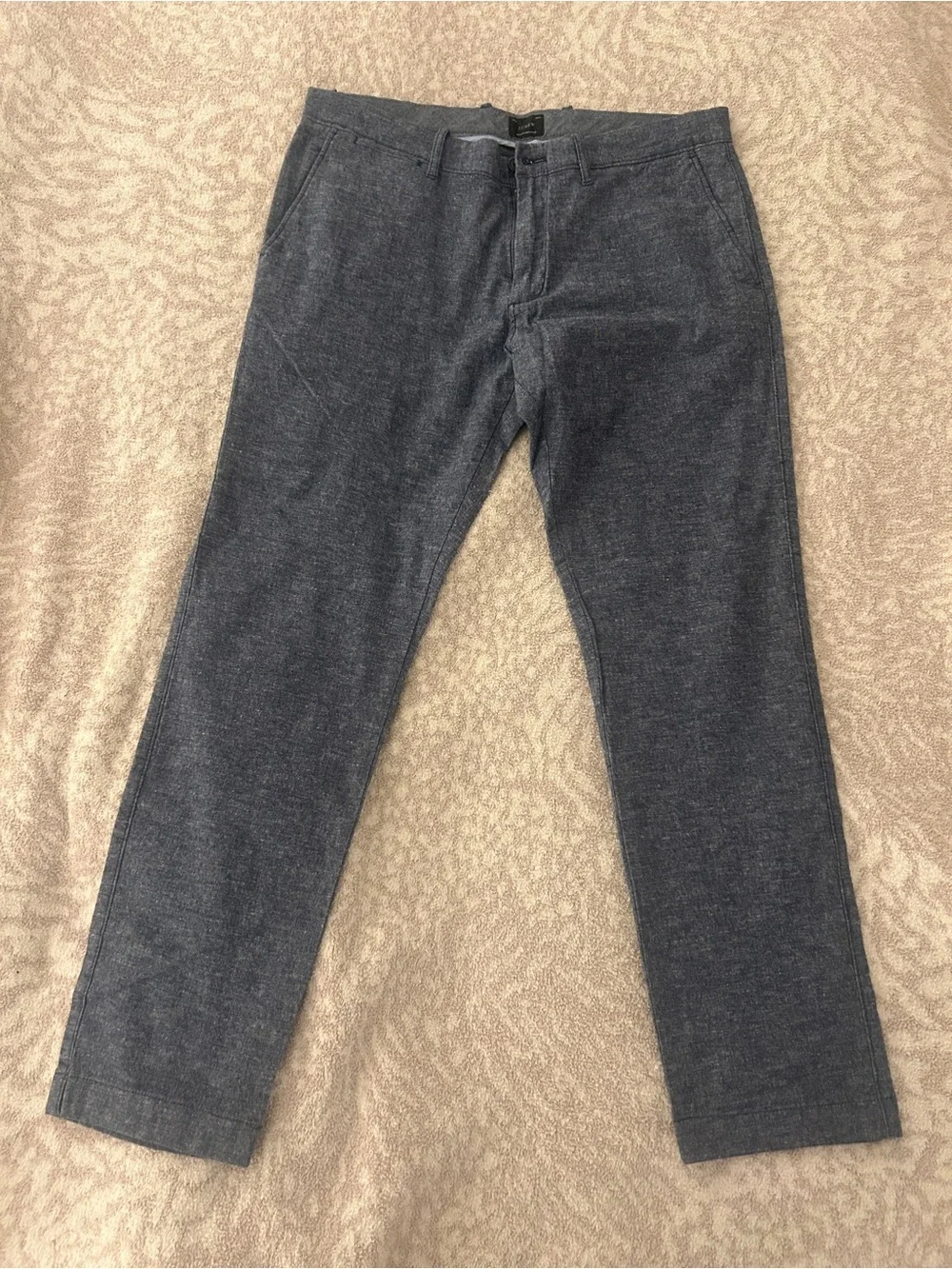 Men's J Crew 484 slim linen blend chinos in Heather Navy